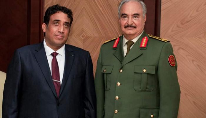 حفتر يؤكد للمنفي دعم الجيش الليبي له وللحكومة الجديدة