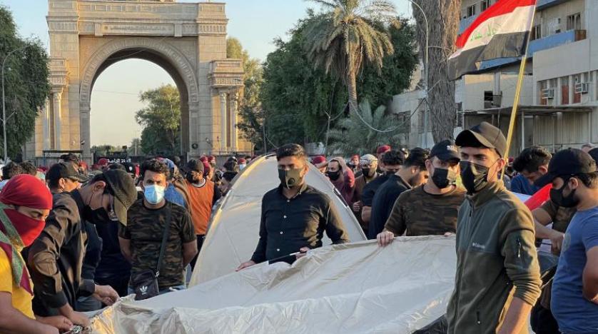 تظاهرة أمام المنطقة الخضراء في بغداد احتجاجاً على نتائج الانتخابات