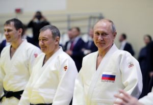 Russian President Vladimir Putin attends a judo training session at the Yug-Sport sport and training complex in the Black sea resort of Sochi