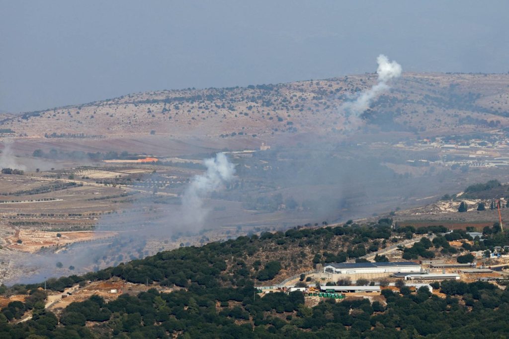 Smoke rises at the Israel-Lebanon border