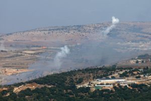 Smoke rises at the Israel-Lebanon border