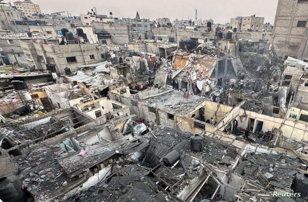 Israeli air strike on Palestinian houses, amid the ongoing conflict between Israel and the Palestinian Islamist group Hamas, in Rafah